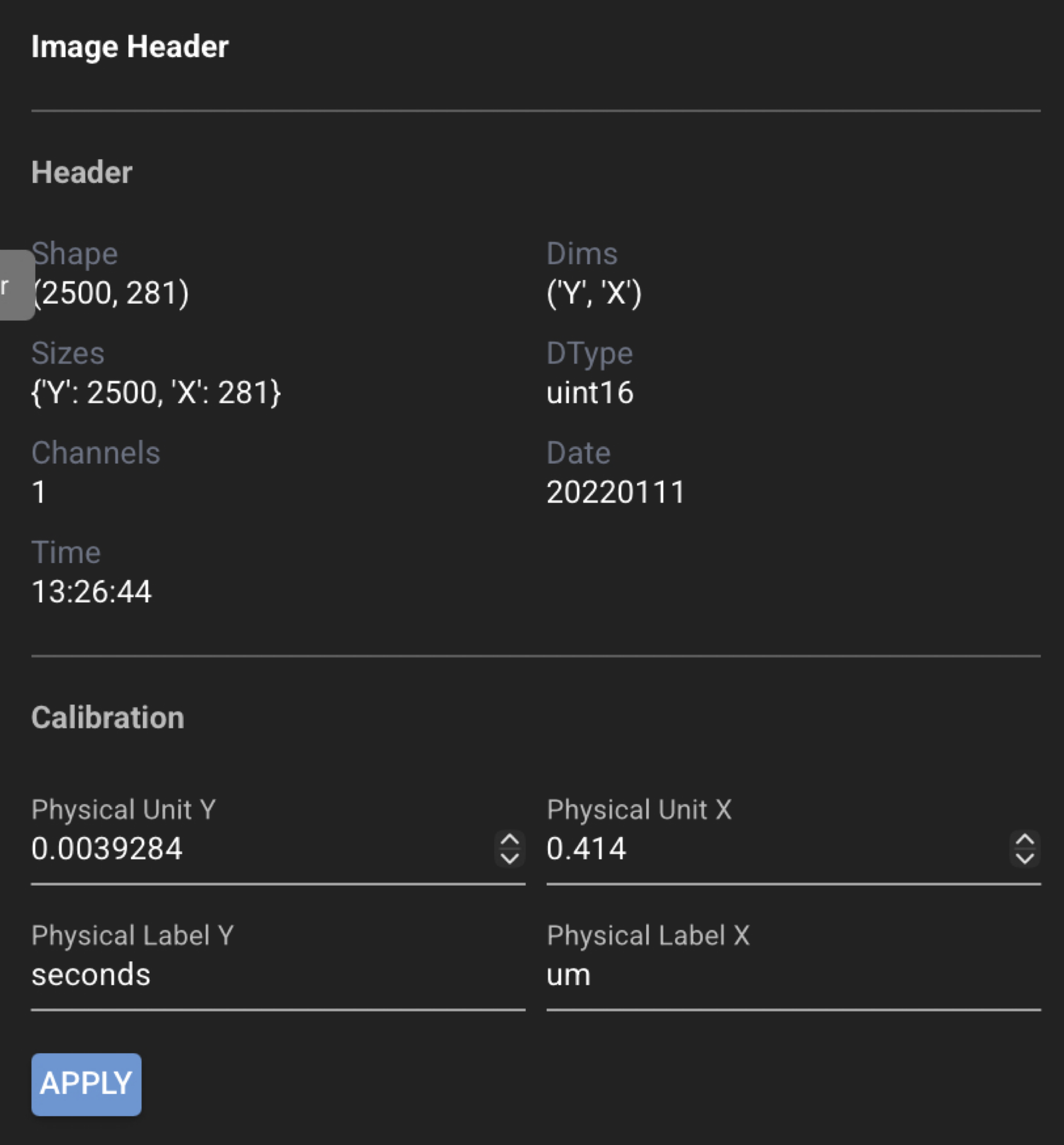 CloudScope image header panel