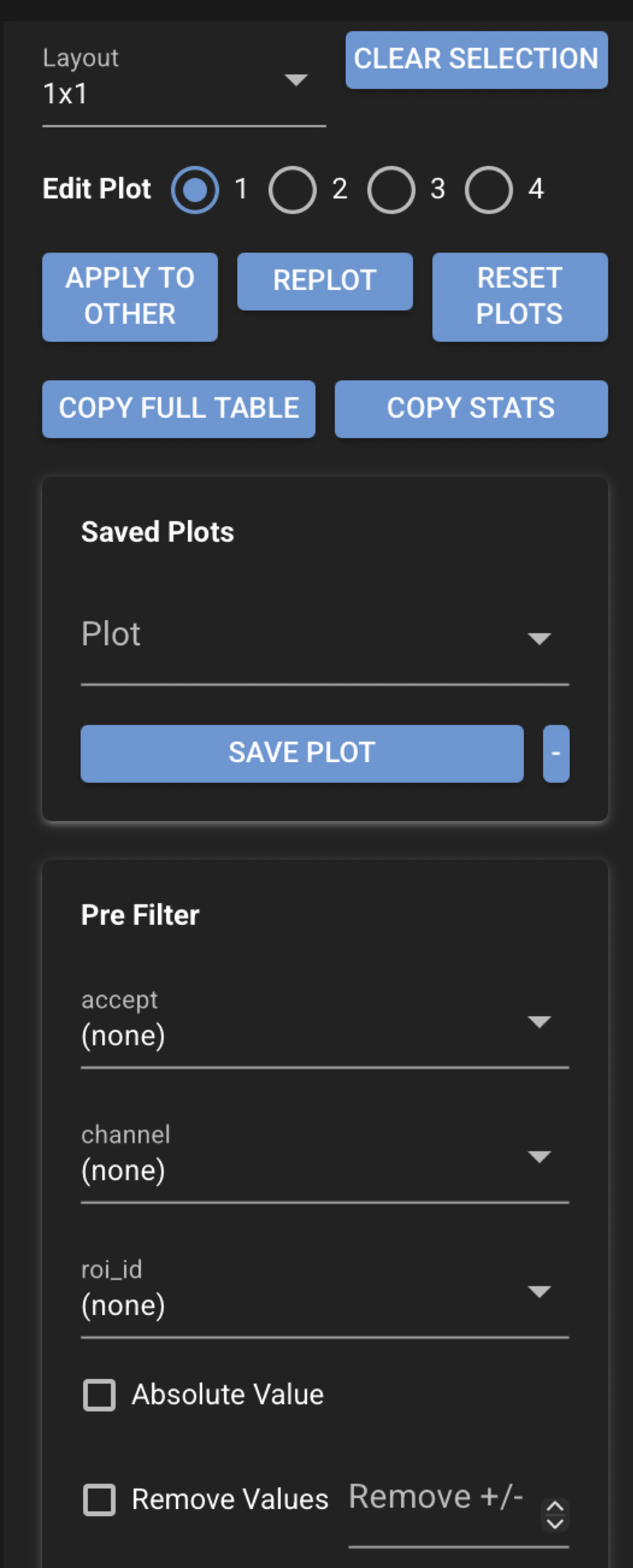 Pool plot left controls (top)
