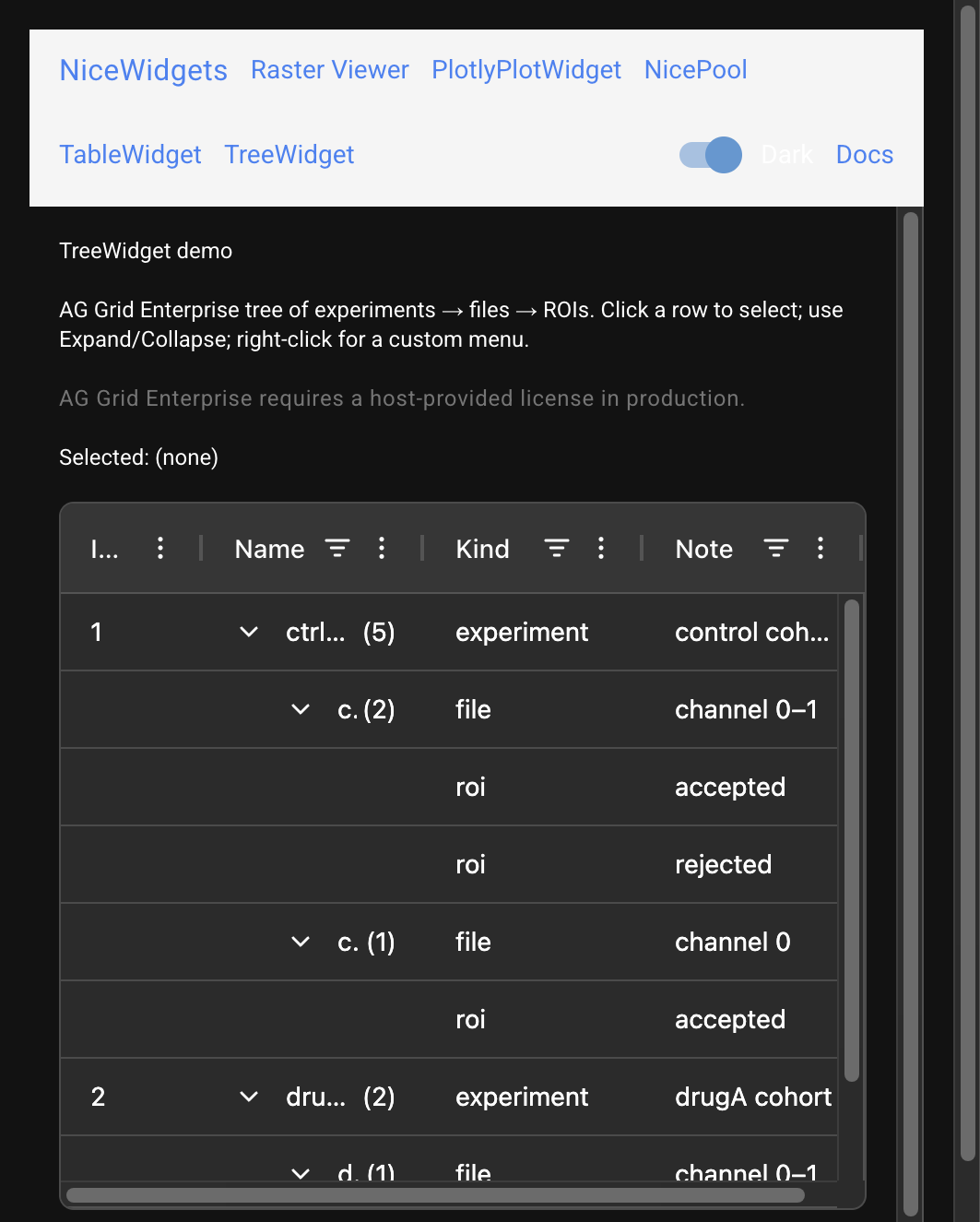 TreeWidget demo